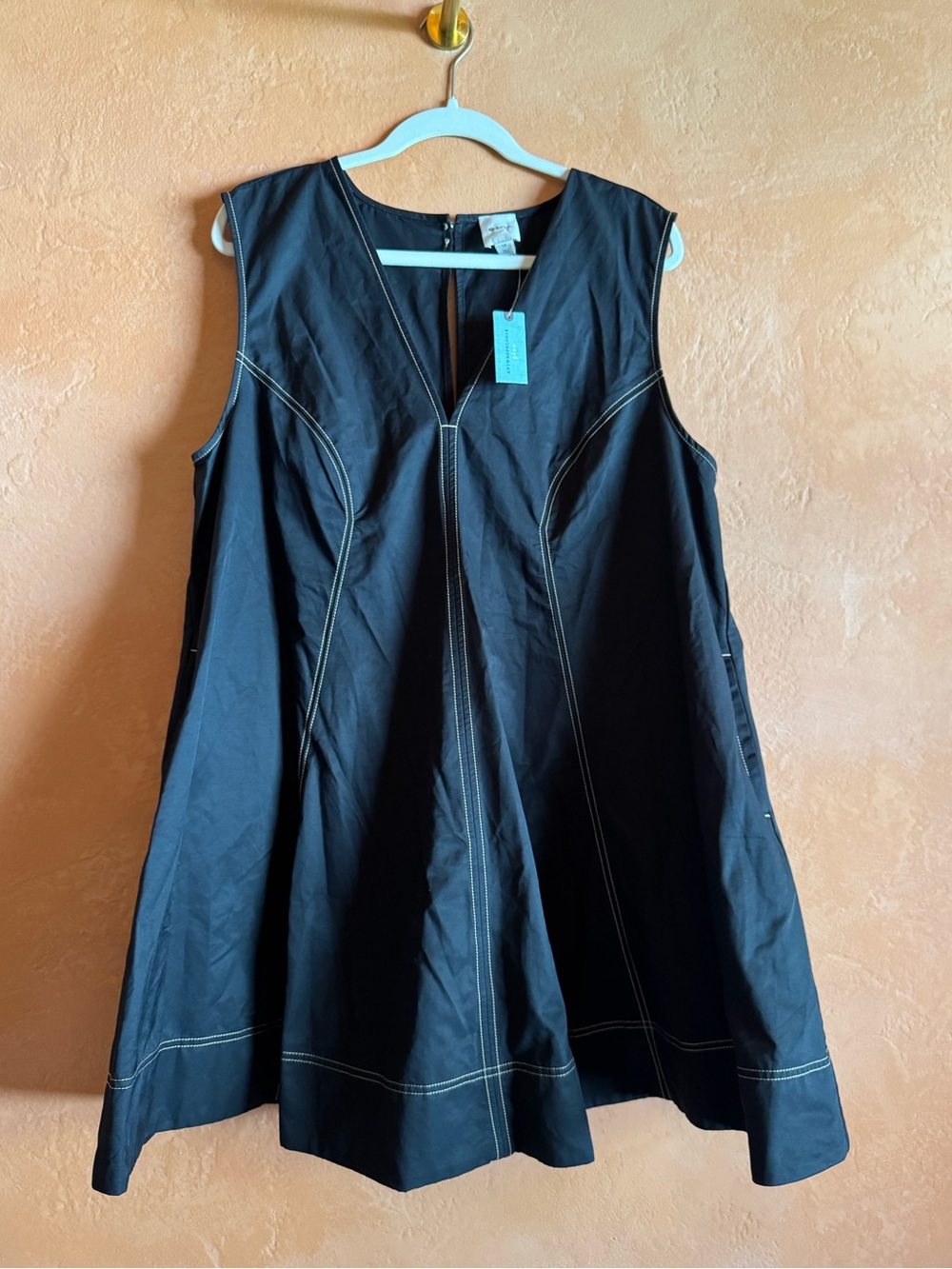 Maeve Anthropologie Contrast Stitch Mini Swing Dress NWT Plus 1X - Picture 2 of 10